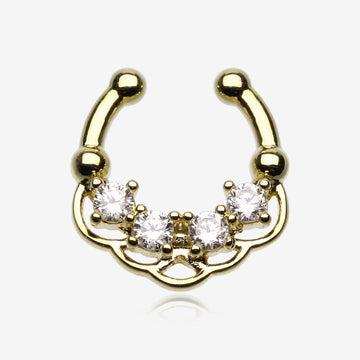 Golden Lua Sparkle Fake Septum Clip-On Ring-Clear
